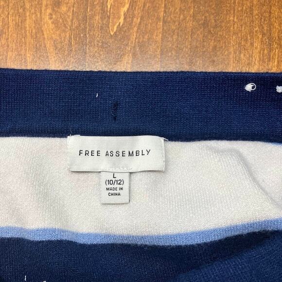 Free Assembly Blue White Stripe Sweater Knit Flare Skirt Girls Size L (10/12) - Picture 5 of 9